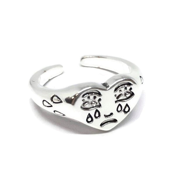 Crying Love Heart Band Ring