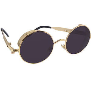 Round sunglasses gold 2025 frame black lenses