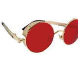 Circle Lens Framed Red & Gold Sunglasses