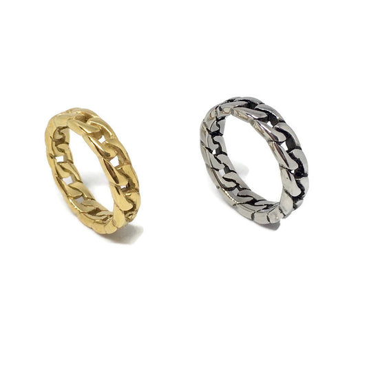 Curb Chain Steel Band Ring
